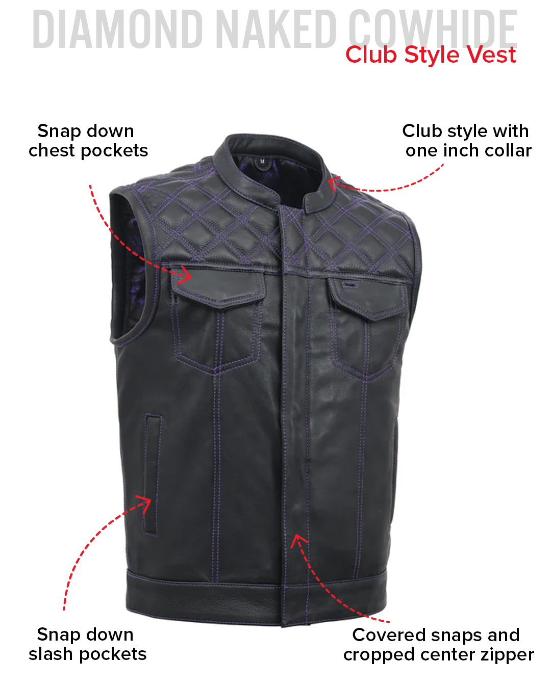 Downside Men's Motorcycle Leather Vest
