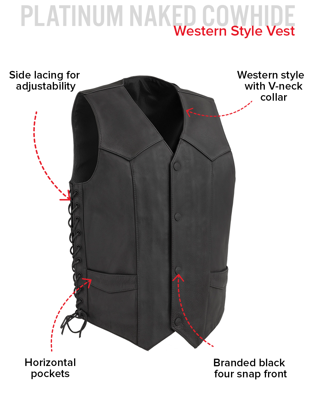 Deadwood Men's Motorcycle Western Style Leather Vest Men's Western Vest Vests