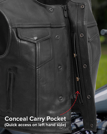 Lowside Men's Motorcycle Leather Vest - First MFG Co
