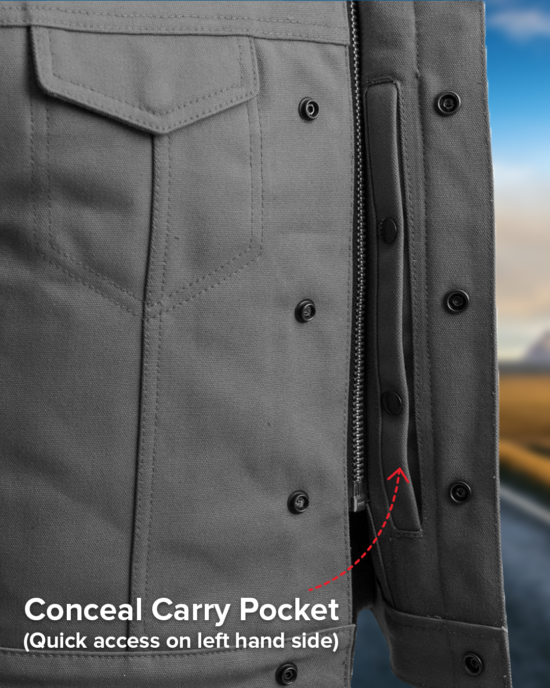 Lowside Men's Motorcycle Canvas Vest (Grey) Men's Canvas Vests Vests