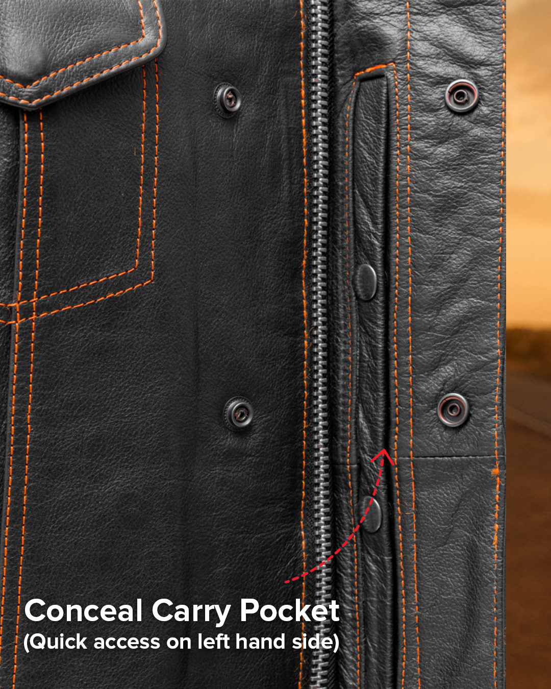 The Cut Men's Motorcycle Leather Vest, Multiple Color Options