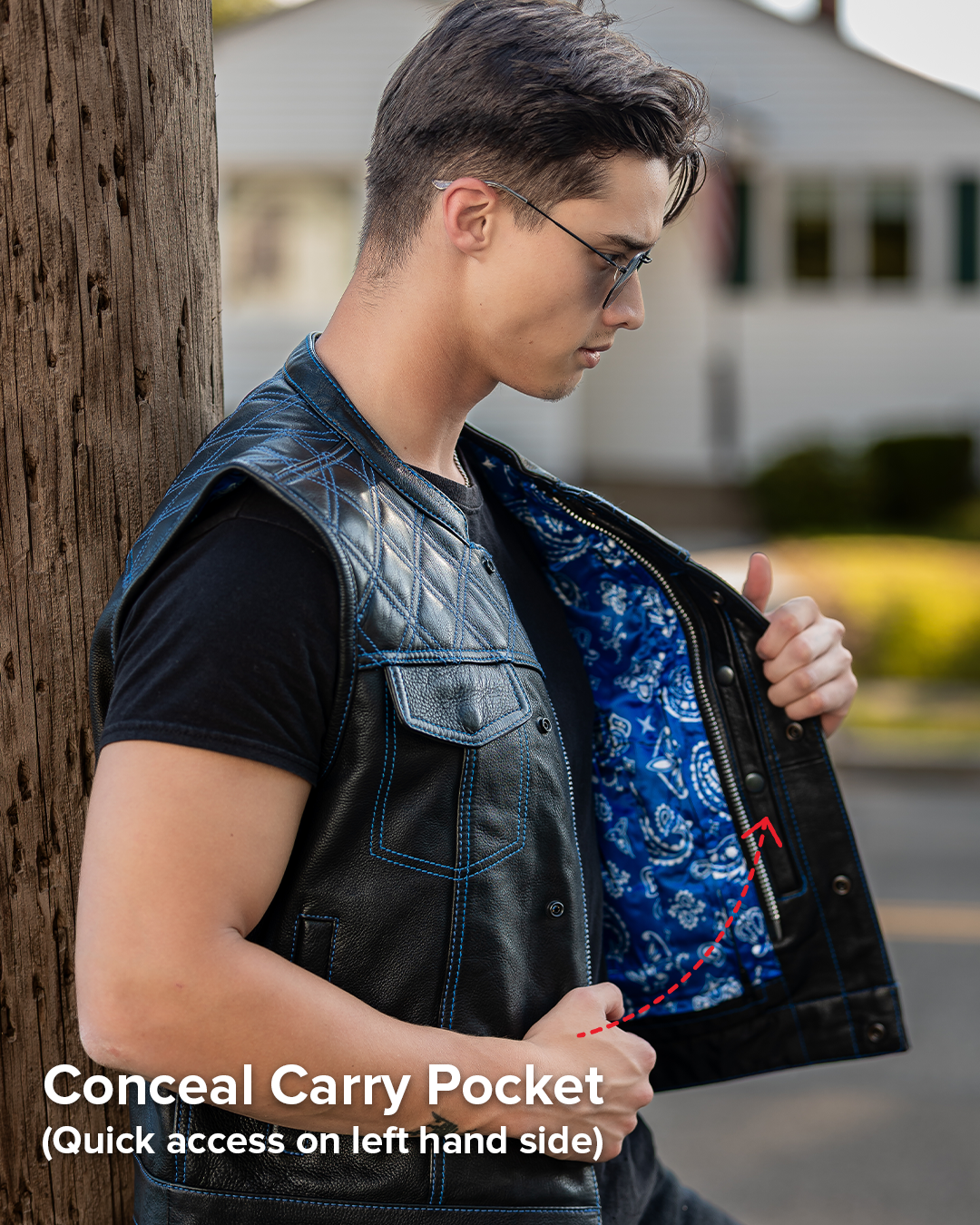 Downside Men's Motorcycle Leather Vest