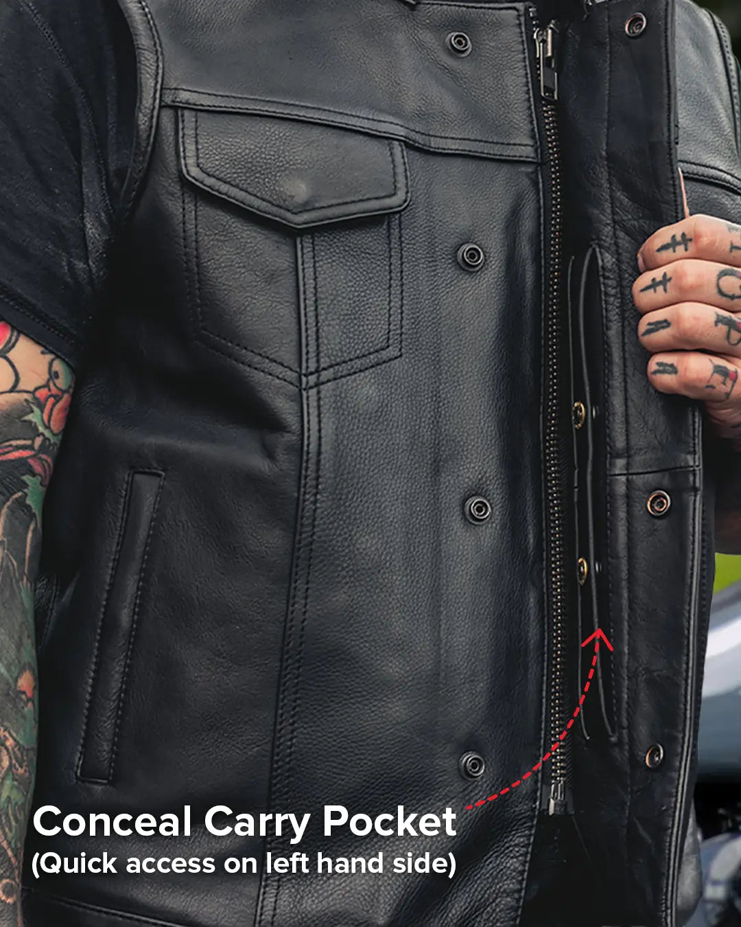 No Rival - Men's Motorcycle Leather Vest Men's Leather Vest Vests