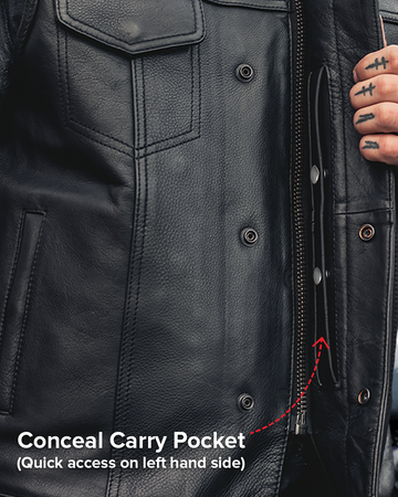 Downside Mens Motorcycle Leather Vest - First MFG Co