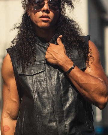 Sniper Men's Motorcycle Leather Vest - First Manufacturing