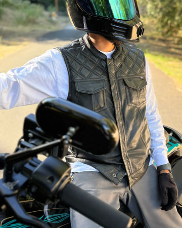 Downside Mens Motorcycle Leather Vest - First MFG Co