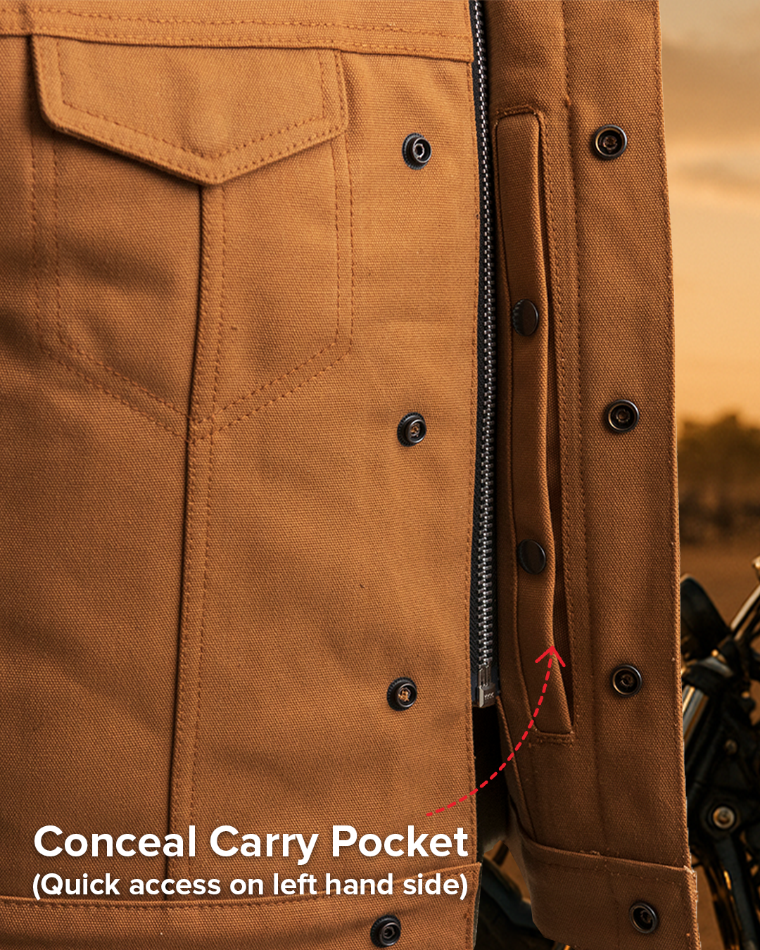 Lowside Canvas - Men's Motorcycle Canvas Vest (Tan)