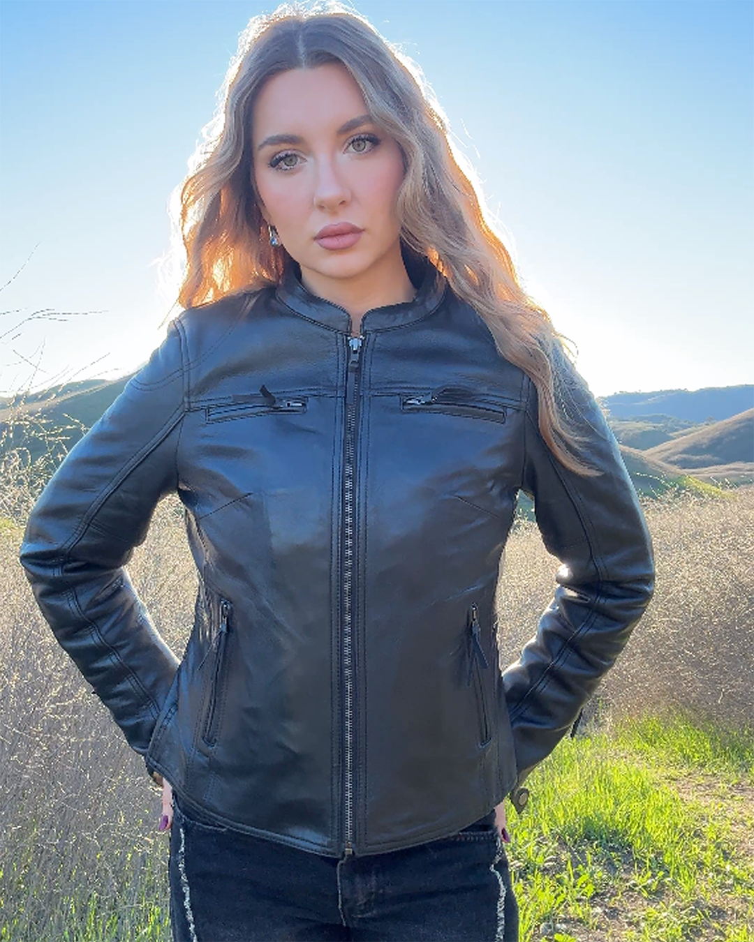 Supastar - Women's Motorcycle Leather Jacket - First MFG Co