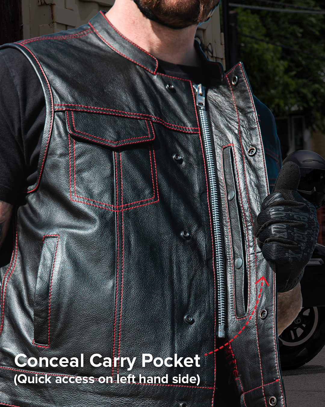 The Cut Men's Leather Motorcycle Vest - Multiple Color Options 