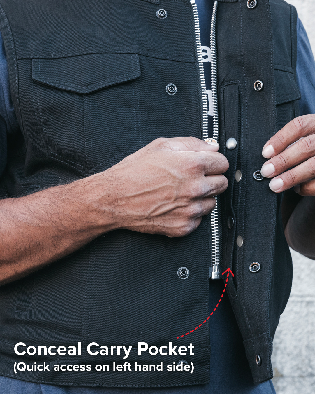 Lowside Black Men's Motorcycle Canvas Vest Men's Canvas Vests Vests