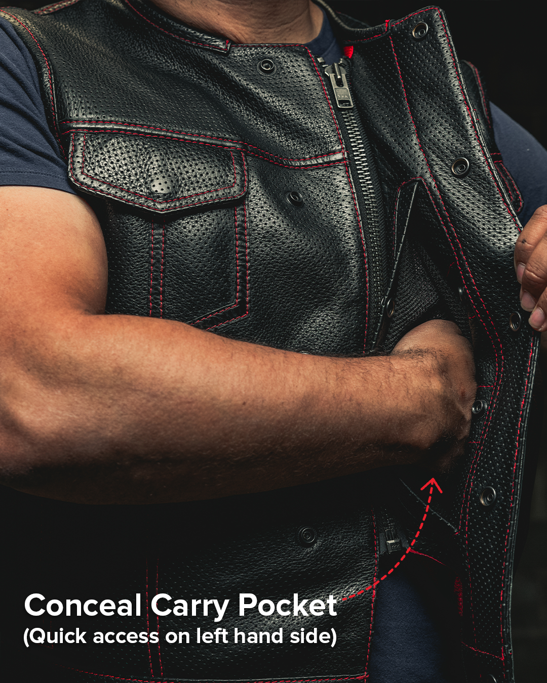 Lowside Men's Perforated Leather Motorcycle Vest 