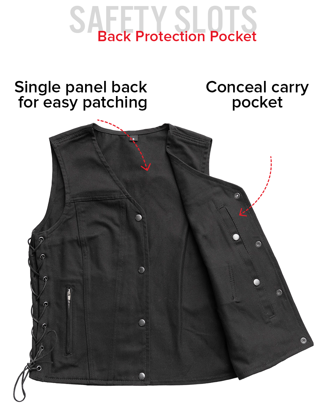 Tiff Women's Motorcycle Twill Vest Women's Twill Vest Vests