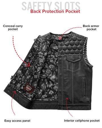 Hornet Men's Club Style Leather Vest - Black – First MFG Co