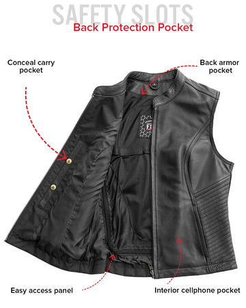 Nina Women's Motorcycle Leather Vest First MFG Co Nina Women's Motorcycle Leather Vest First MFG Co