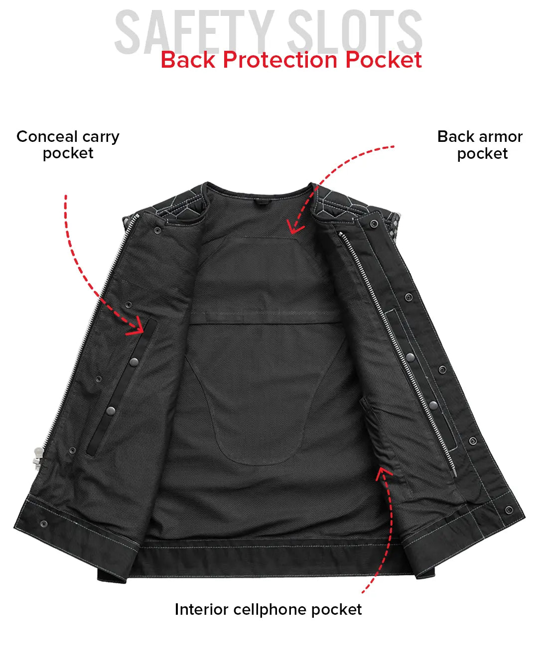 Hornet Moto Mesh Men's Club Style Vest Men's Moto Mesh Vest Vests