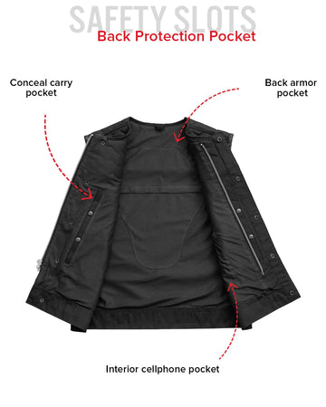 Hornet Men's Club Style Leather Vest - Black – First MFG Co