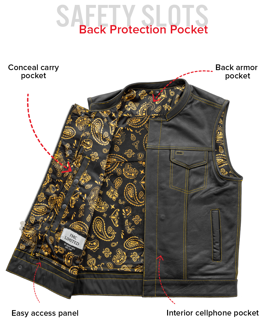 The Cut Men's Leather Motorcycle Vest - Multiple Color Options 