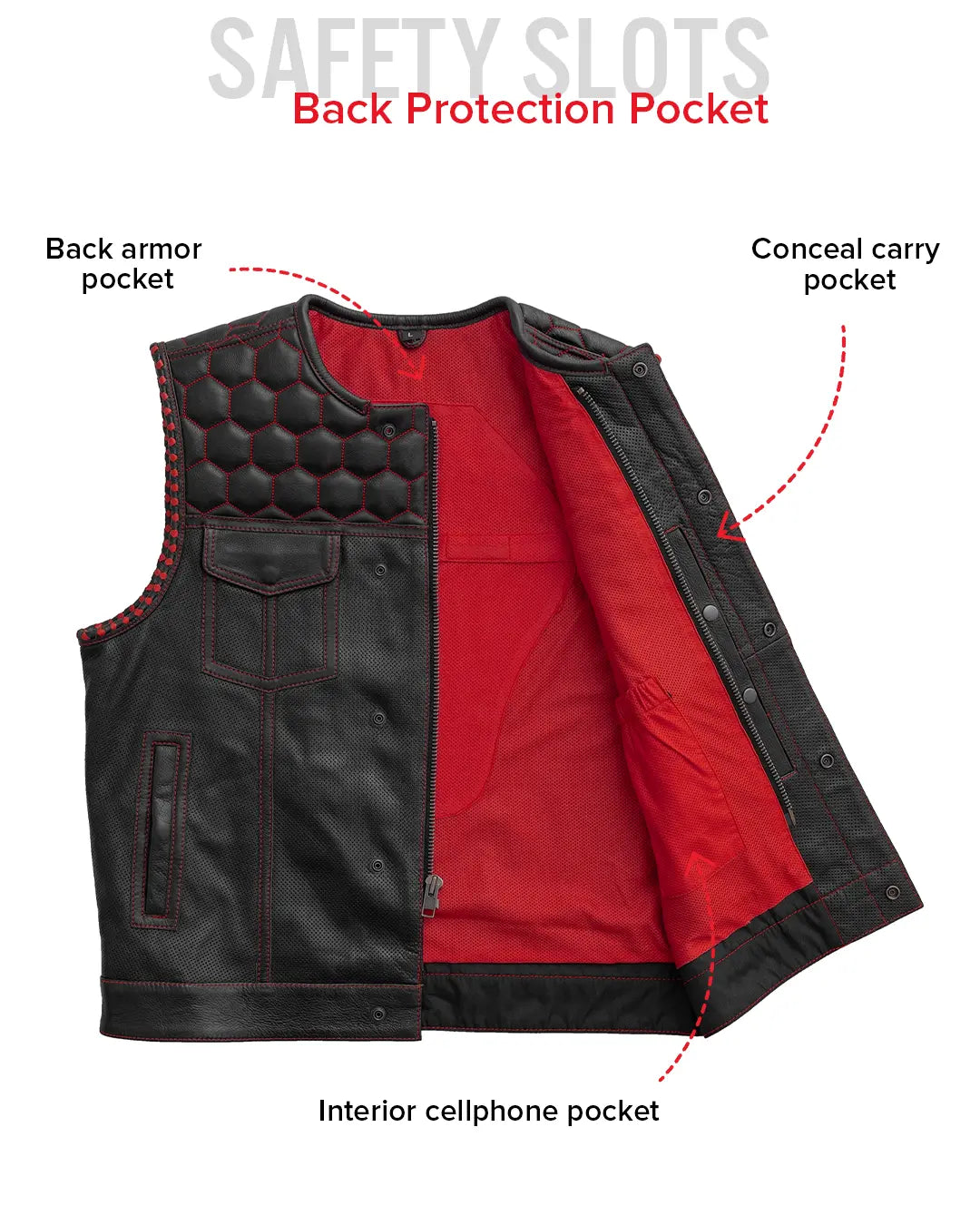 Hornet Club Style Men's Perforated Leather Motorcycle Vest