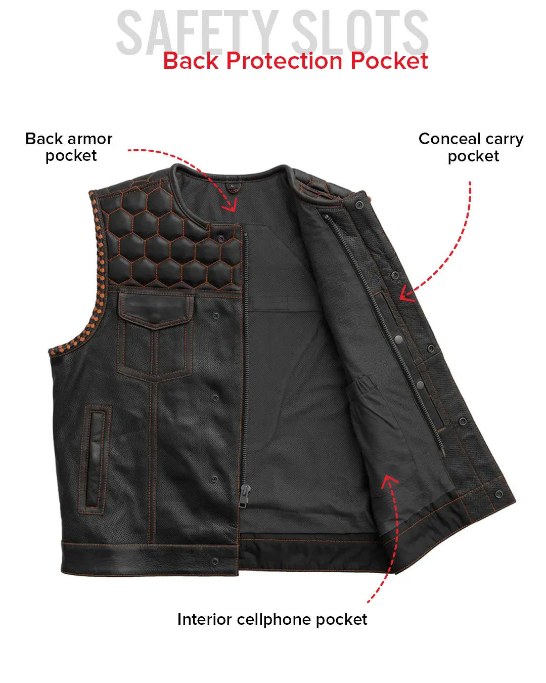 Hornet Club Style Men's Perforated Leather Motorcycle Vest