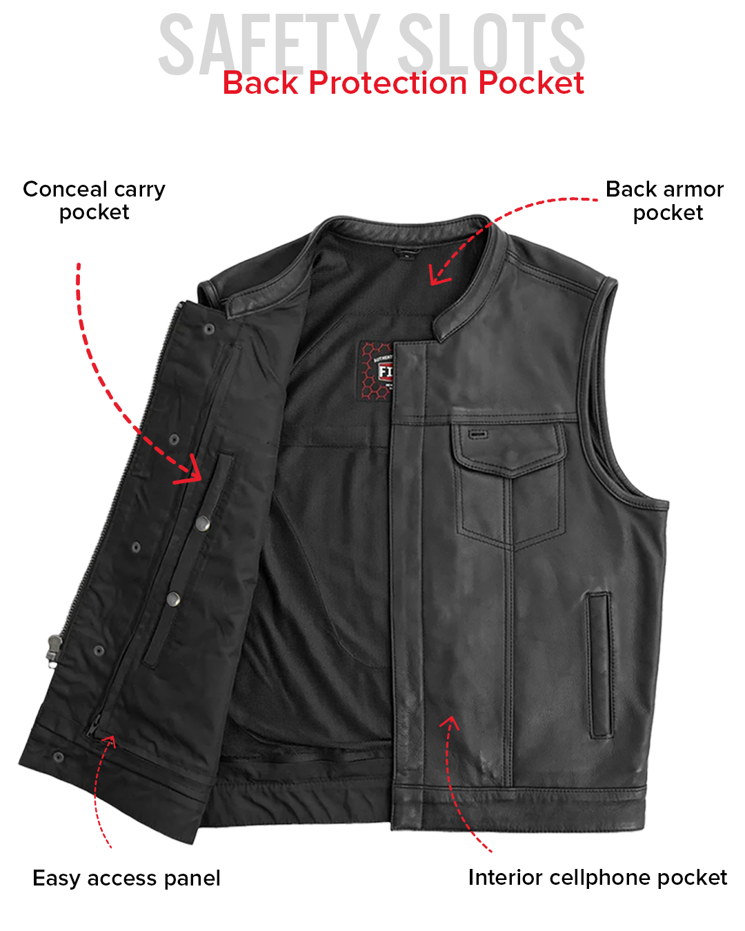 Blaster Men's Leather Motorcycle Vest Men's Leather Vest Vests