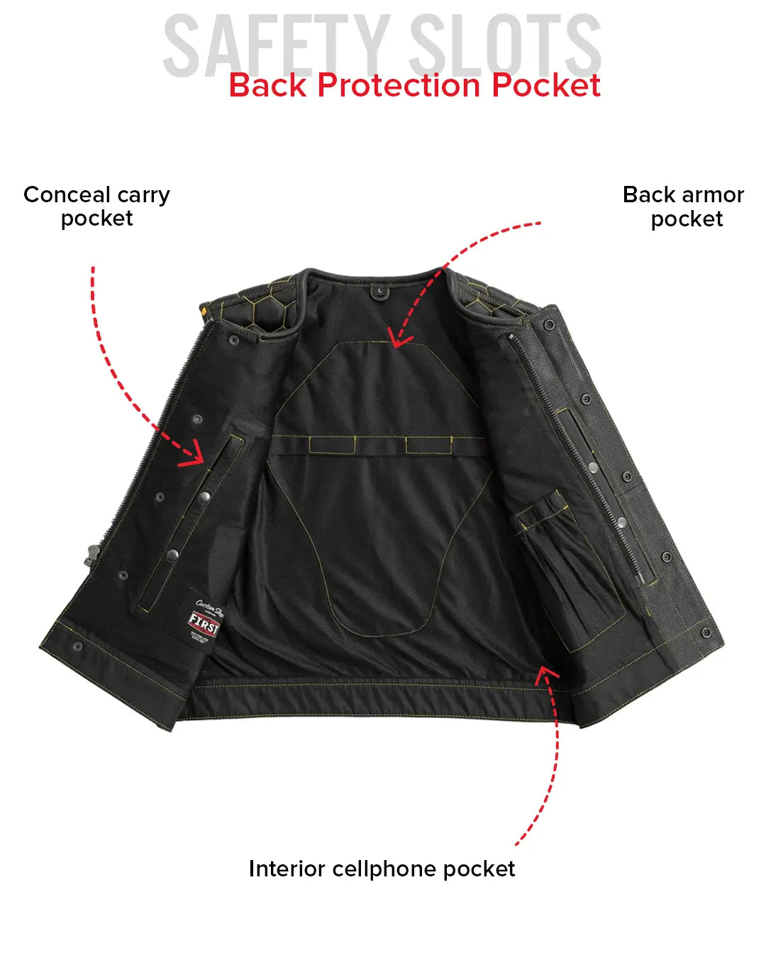 Hornet Men's Club Style Leather Vest - Black – First MFG Co