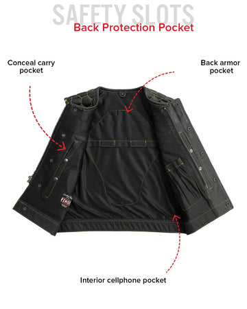 Hornet Men's Club Style Leather Vest - Black – First MFG Co