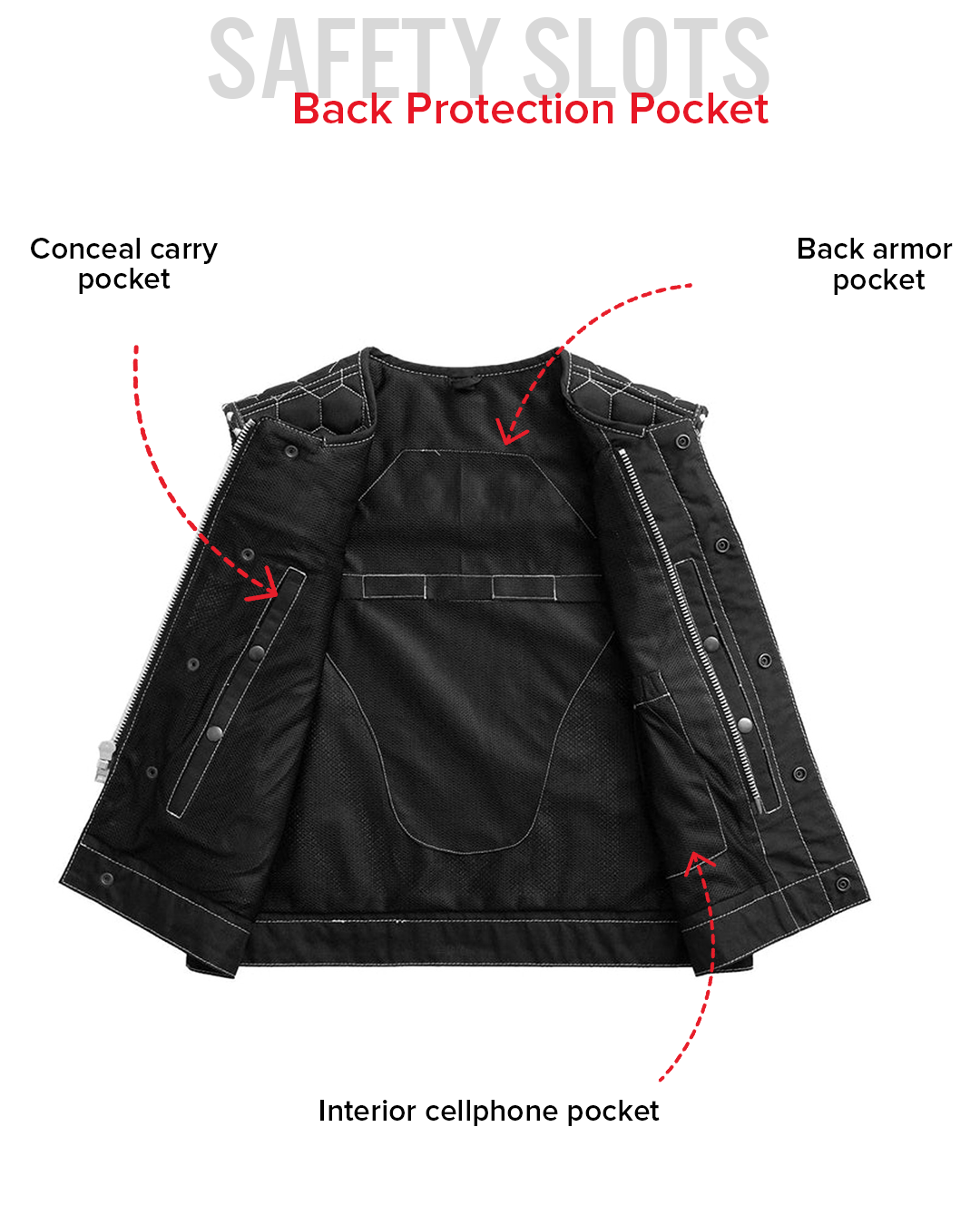 Lowside Hornet Moto Mesh Men's Club Style Vest Men's Moto Mesh Vest Vests