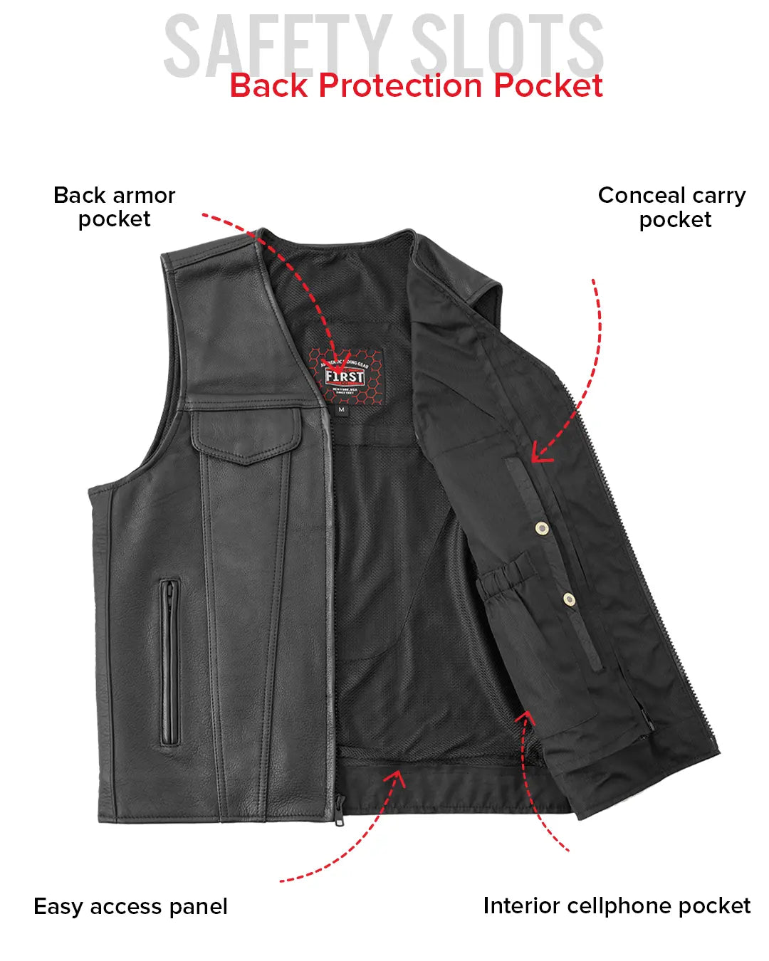 Badlands Men's Motorcycle Leather Vest – First MFG Co
