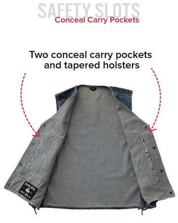 Gambler Men's Motorcycle Denim Vest - First MFG Co
