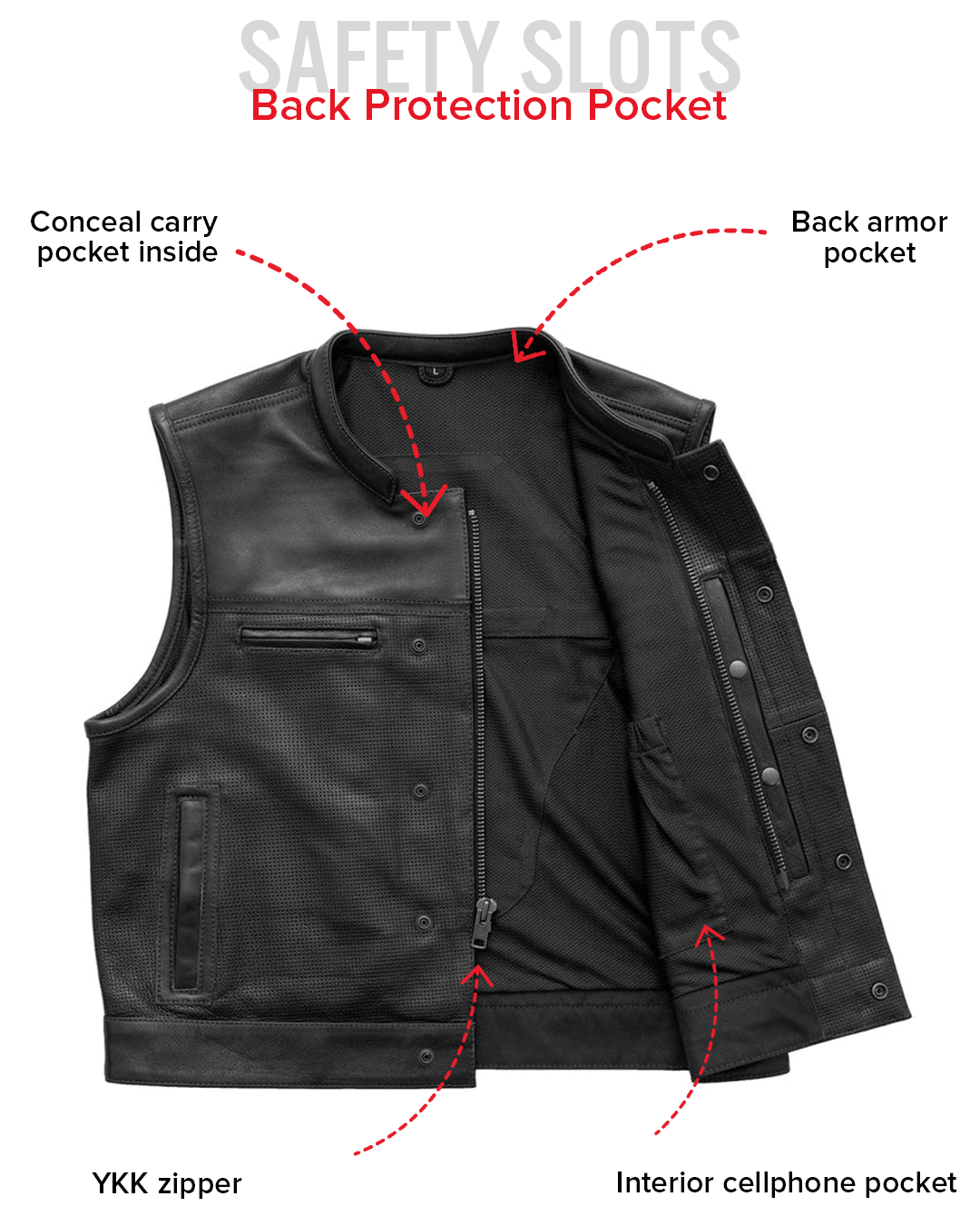 Lowrider Perforated Men's Leather Vest Men's Perforated Leather Vest Vests