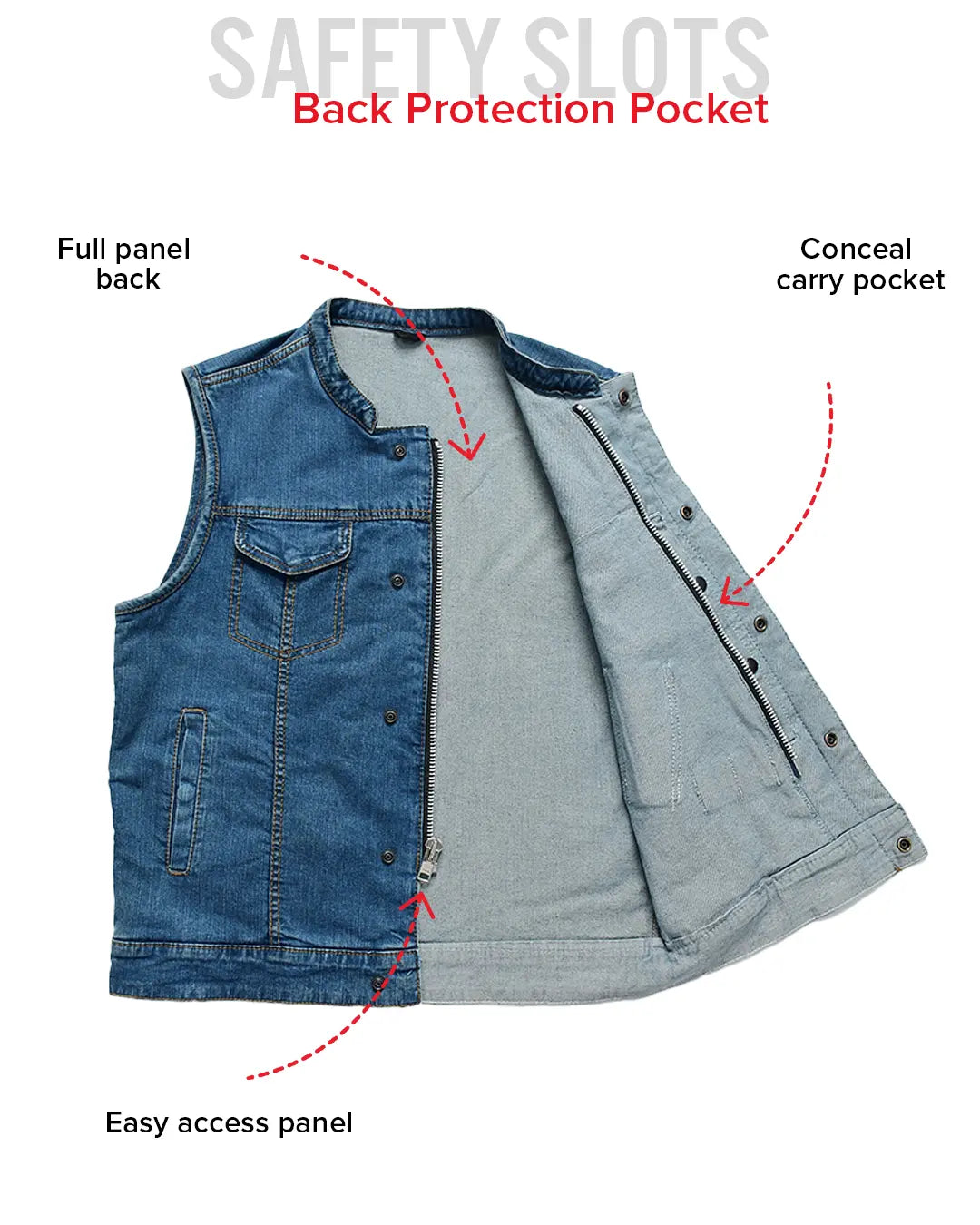 Havoc Men's Denim Motorcycle Vest Men's Denim Vest Vests