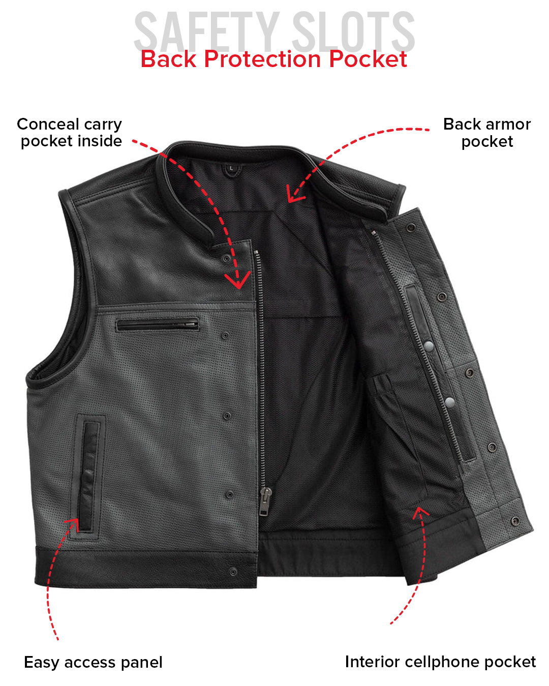 Two Tone Lowrider Perforated Men's Leather Vest Men's Perforated Leather Vest Vests