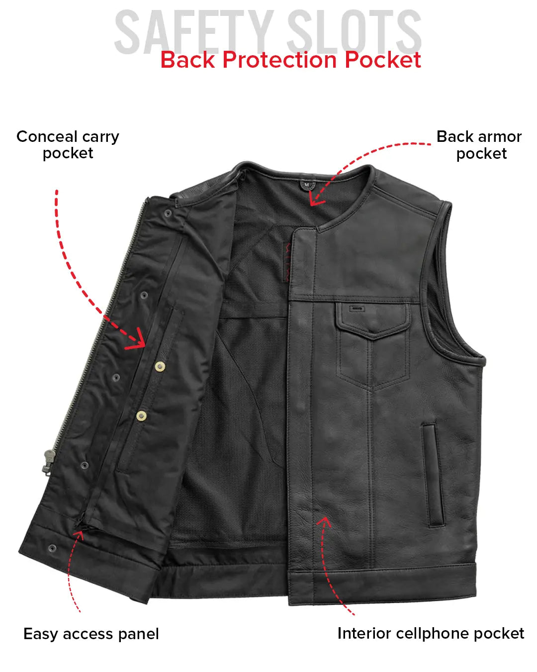 No Rival - Men's Motorcycle Leather Vest Men's Leather Vest Vests