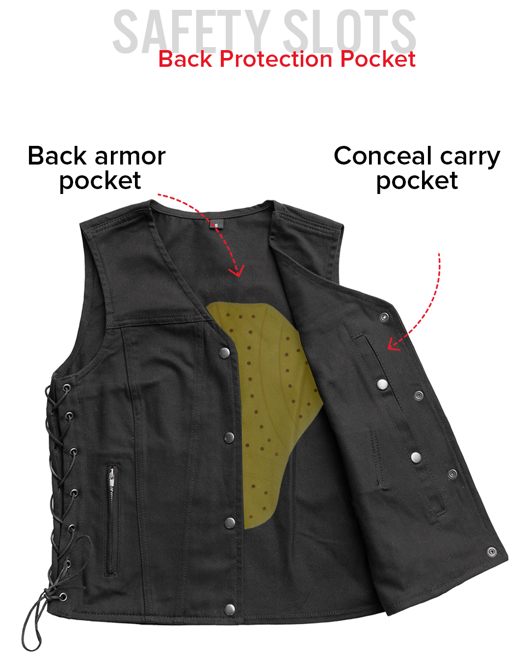 Tiff Women's Motorcycle Twill Vest Women's Twill Vest Vests