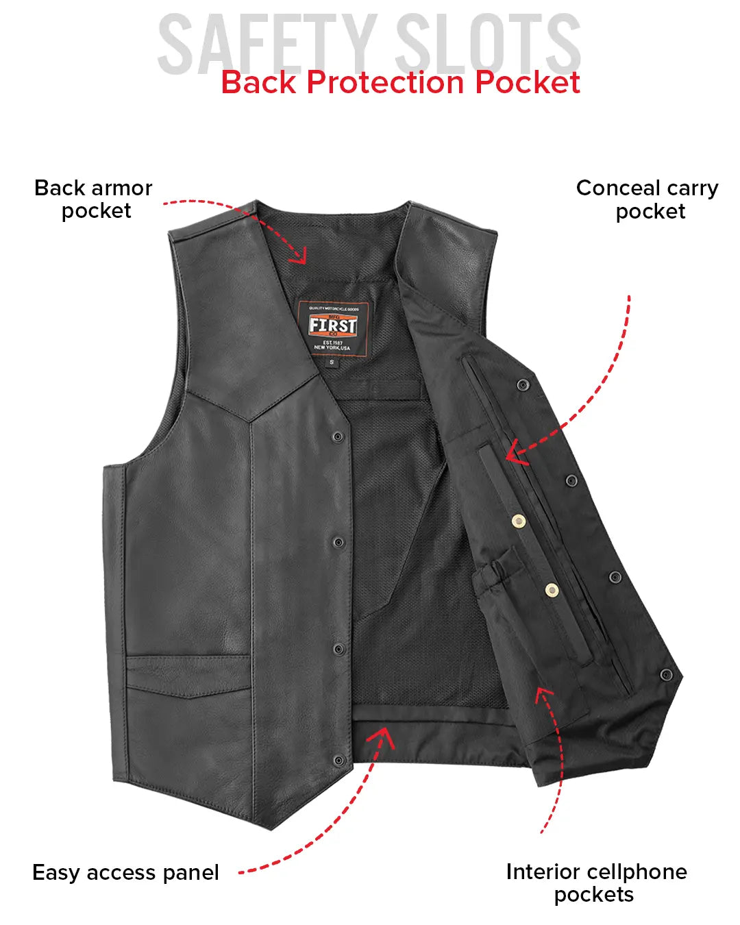 Texan Men's Motorcycle Western Style Leather Vest - Brown Men's Western Vest Vests