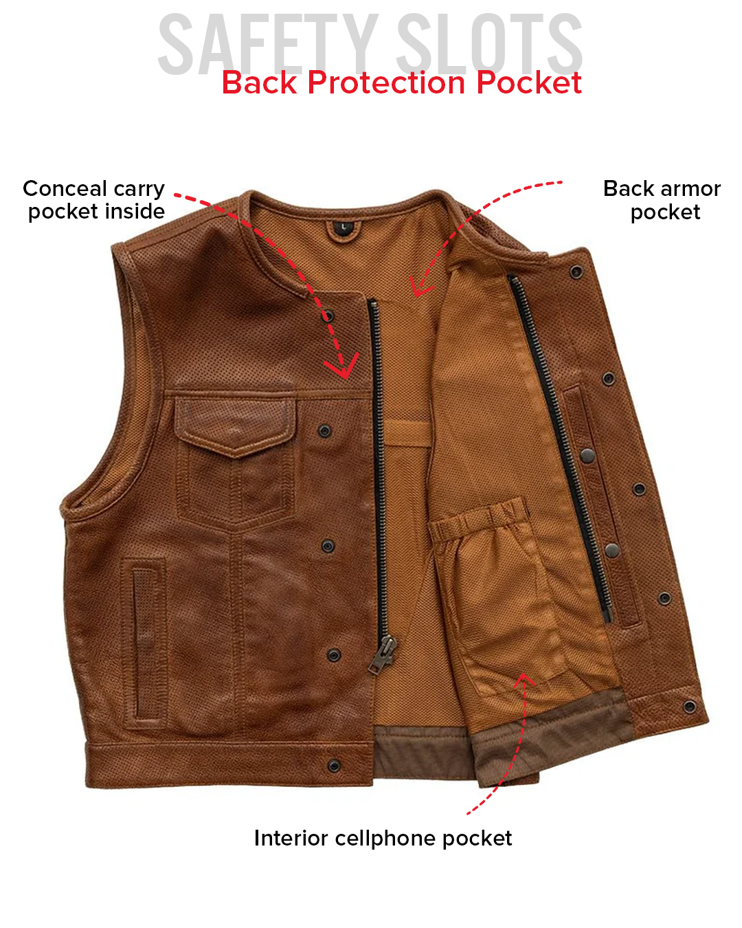 Lowside Men's Perforated Leather Motorcycle Vest 