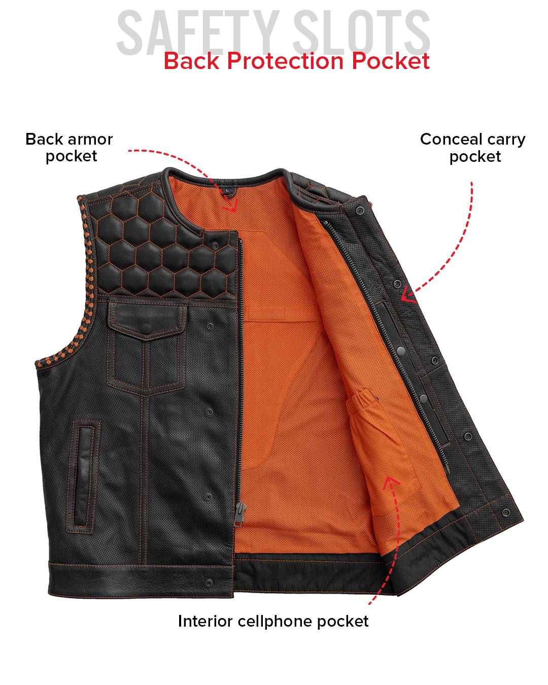 Hornet Perforated Men's Club Style Leather Vest