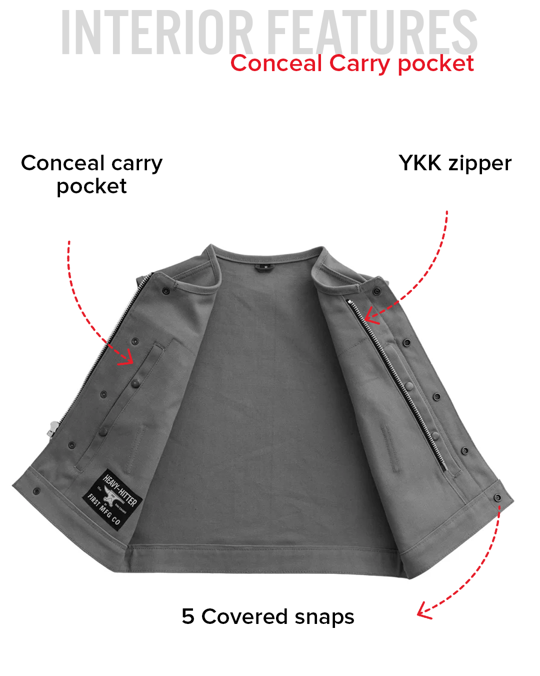 Lowside Men's Motorcycle Canvas Vest (Grey) Men's Canvas Vests Vests