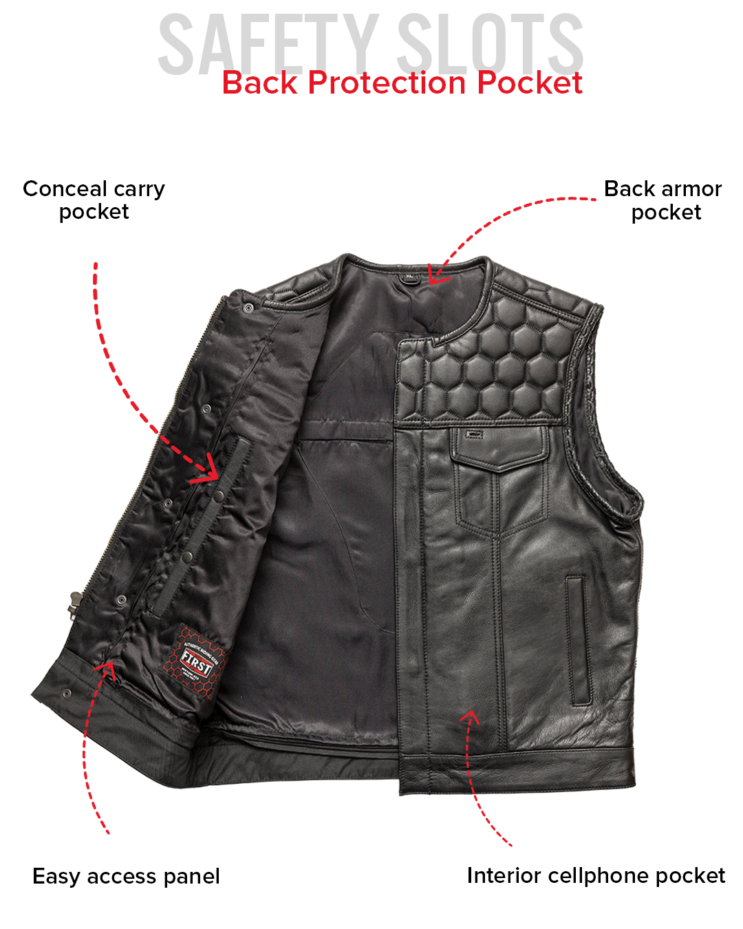 Hornet Men's Club Style Leather Vest