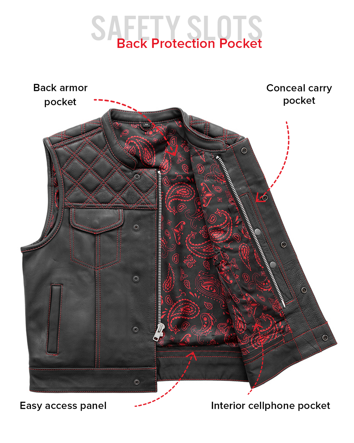 Men's Upside Club Style Leather Motorcycle Vest