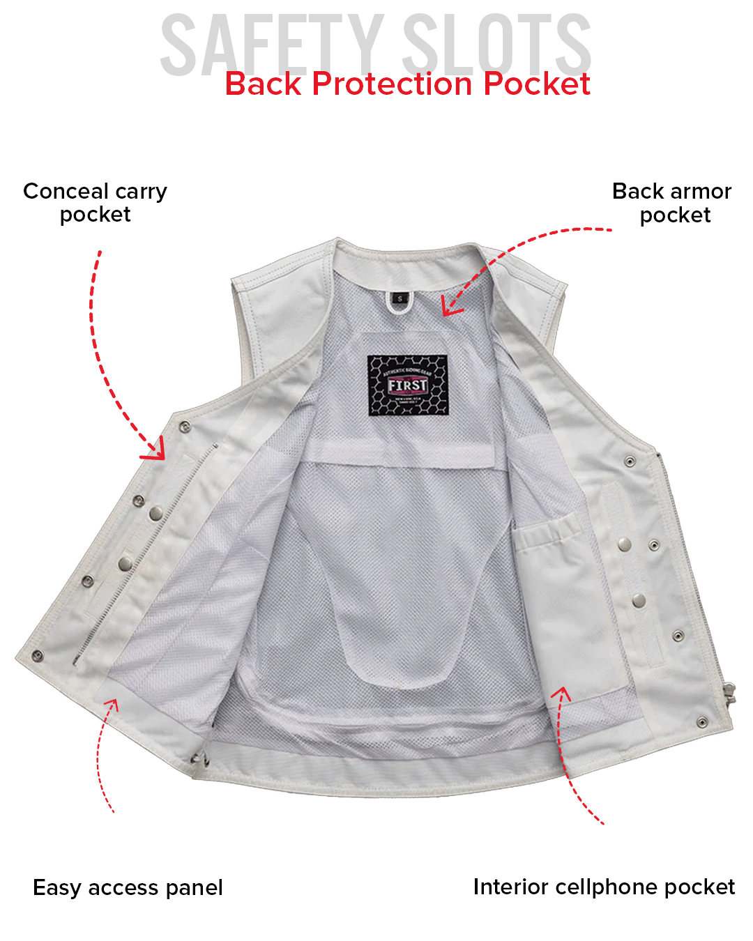 Beryl - Women's Motorcycle Leather Vest - White Women's Leather Vest Vests