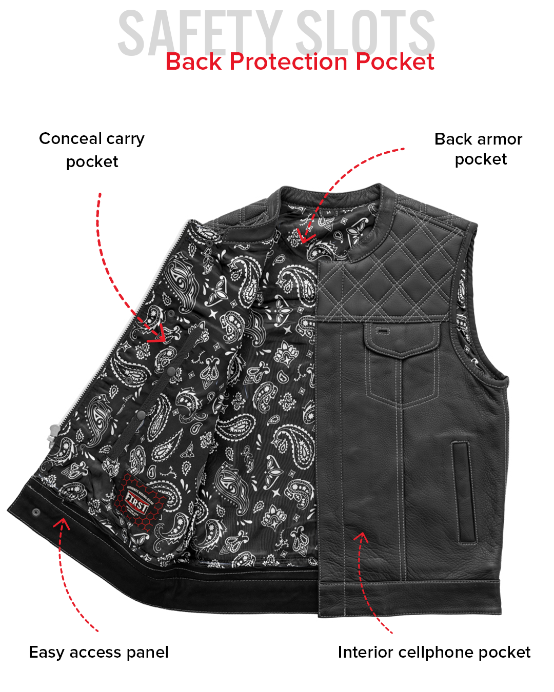 Downside Men's Motorcycle Leather Vest