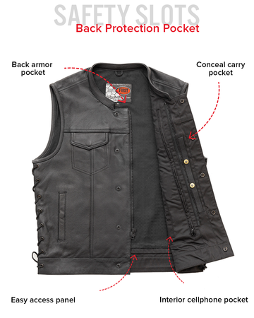 Sniper Men's Motorcycle Leather Vest - First Manufacturing