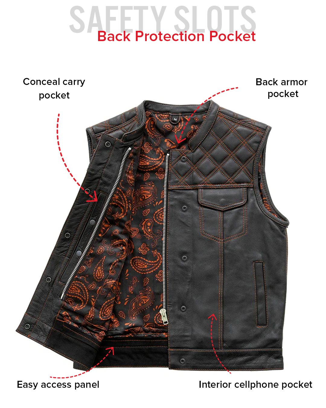 Downside Men's Motorcycle Leather Vest
