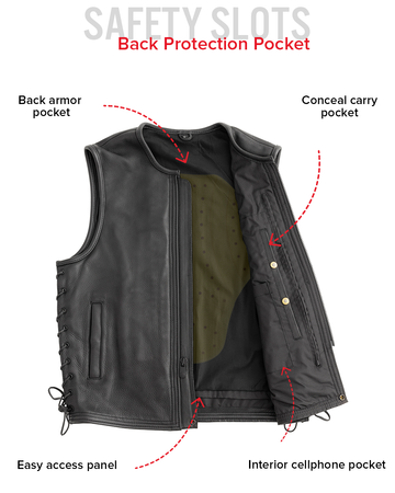 Venom Men's Motorcycle Leather Vest - First MFG Co