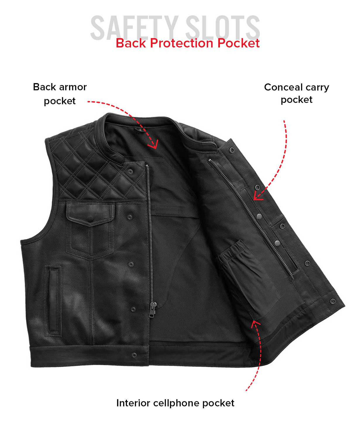 Upside Perforated Men's Club Style Leather Vest Men's Perforated Leather Vest Vests