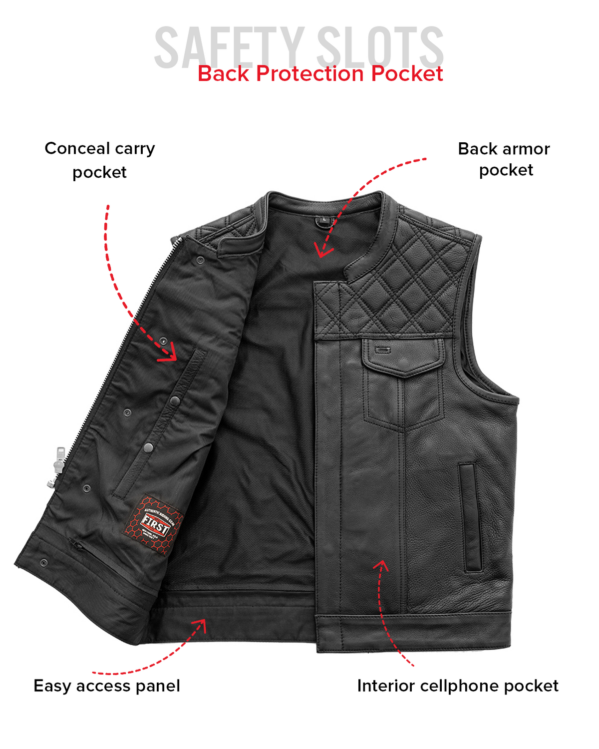 Men's Upside Club Style Leather Motorcycle Vest