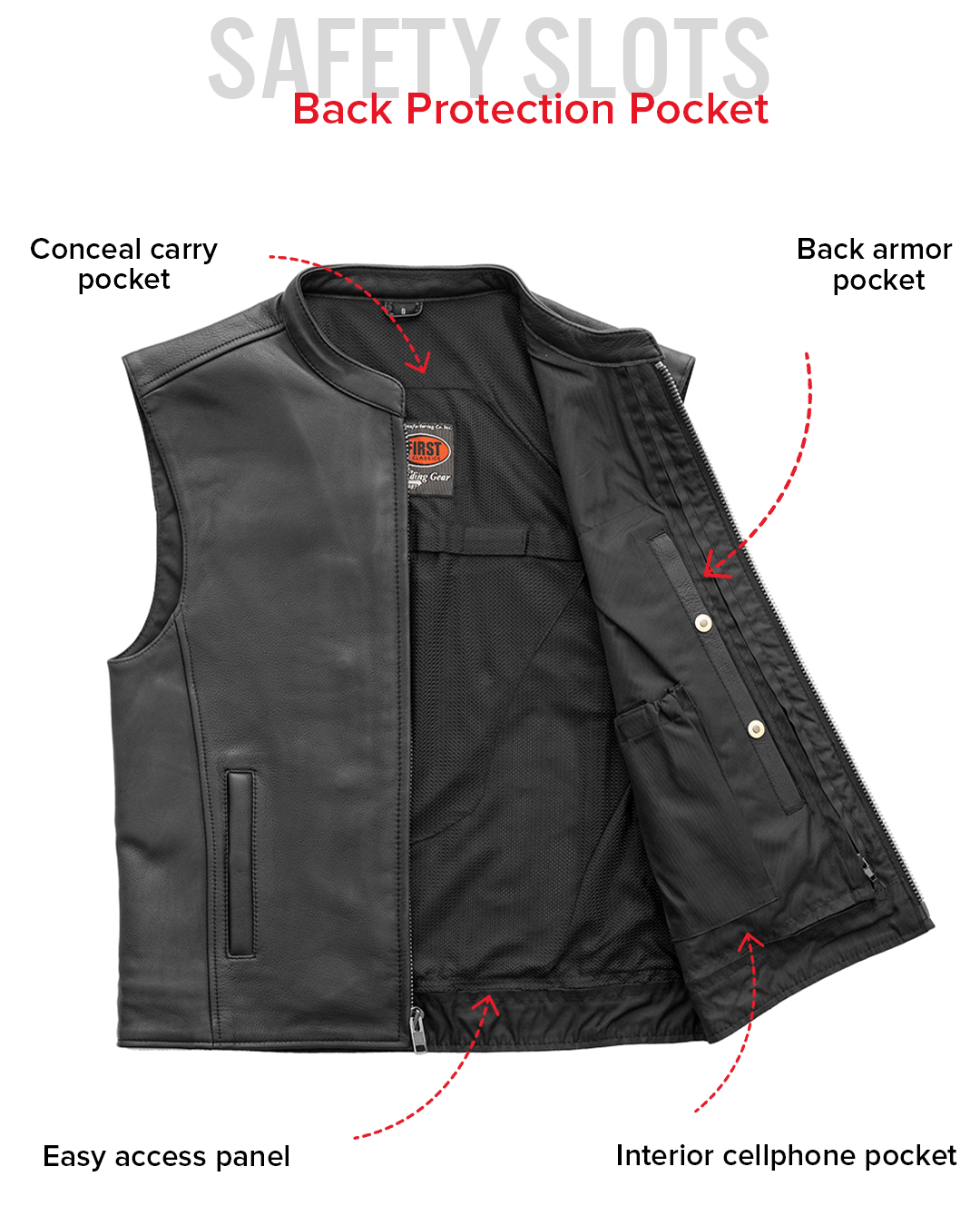 Club House Men's Leather Motorcycle Vest Men's Leather Vest Vests