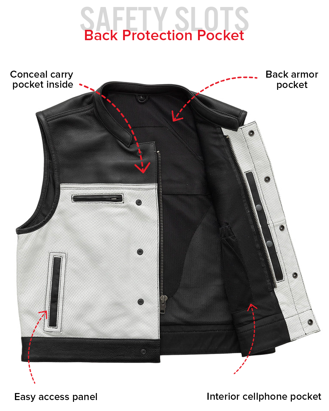 Two Tone Lowrider Perforated Men's Leather Vest Men's Perforated Leather Vest Vests