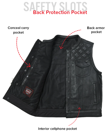 Downside Mens Motorcycle Leather Vest - First MFG Co